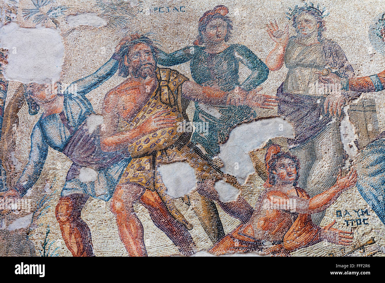 Bodenmosaik im Haus des Aion (4. Jh.), Paphos, Zypern Stockfoto