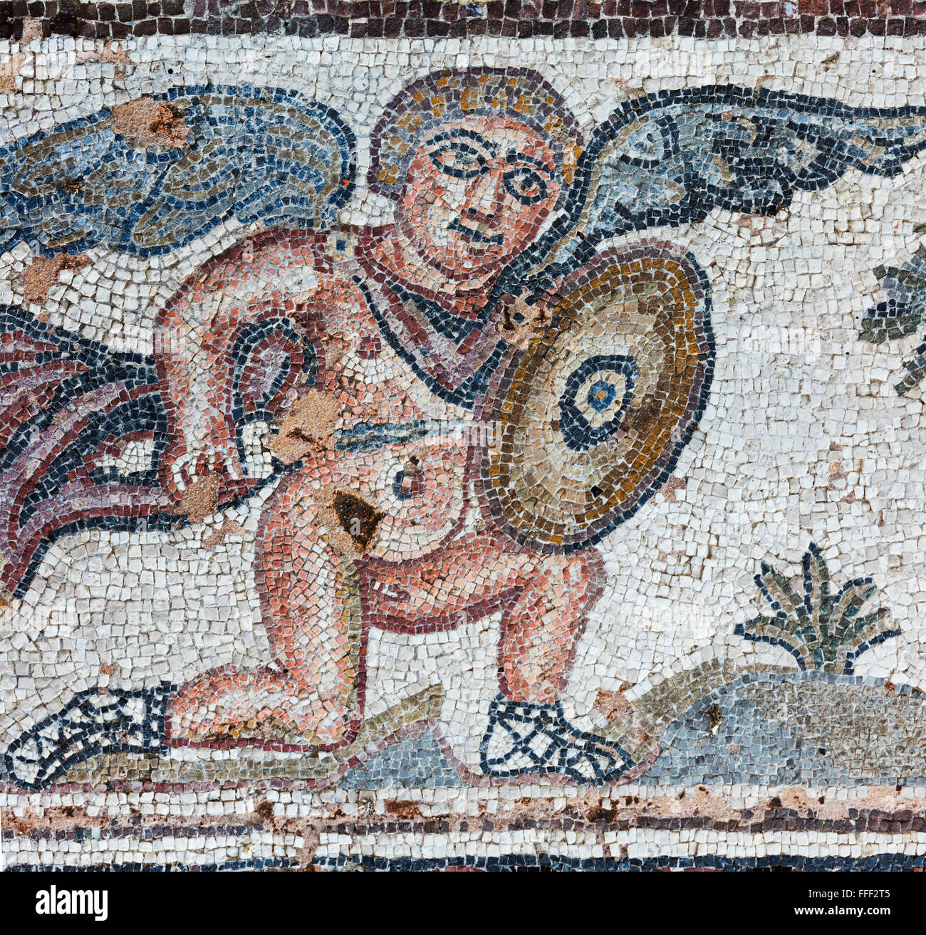 Bodenmosaik im Haus des Theseus (4. Jh.), Paphos, Zypern Stockfoto