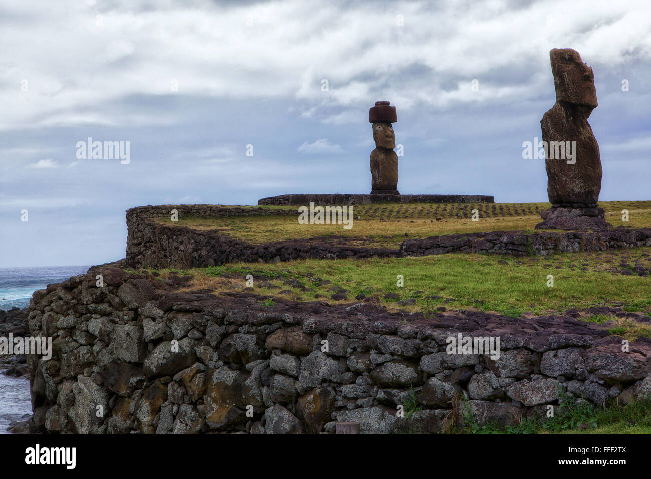 Moais in Osterinsel, Rapa Nui Stockfoto
