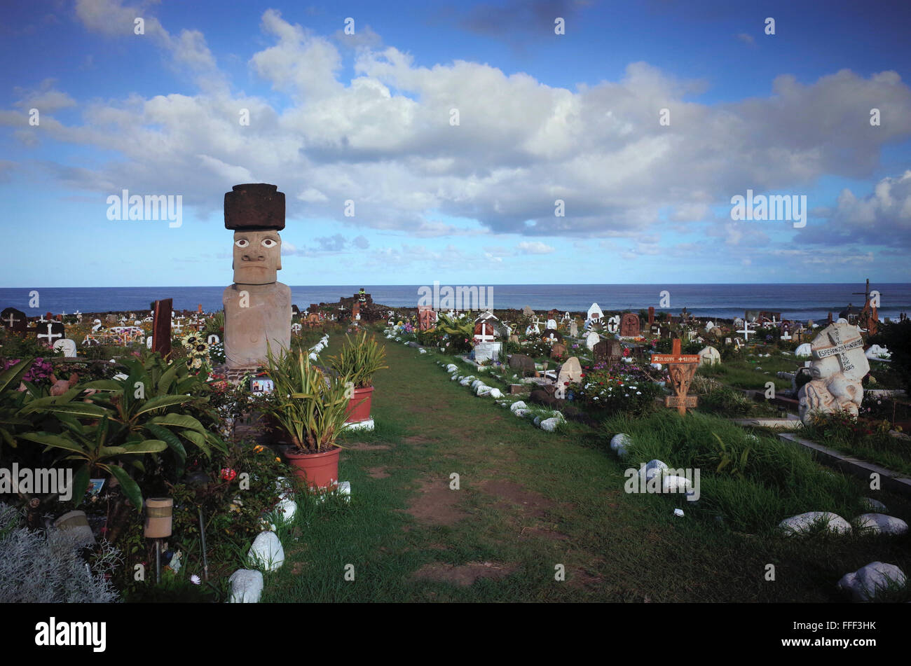 Friedhof Osterinsel, Rapa Nui Stockfoto