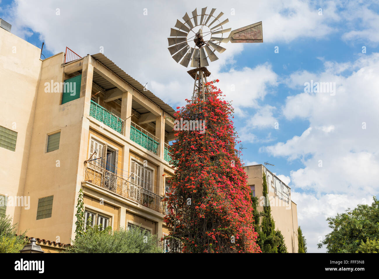 Windfahne, Straße in der Altstadt, Nicosia, Zypern Stockfoto