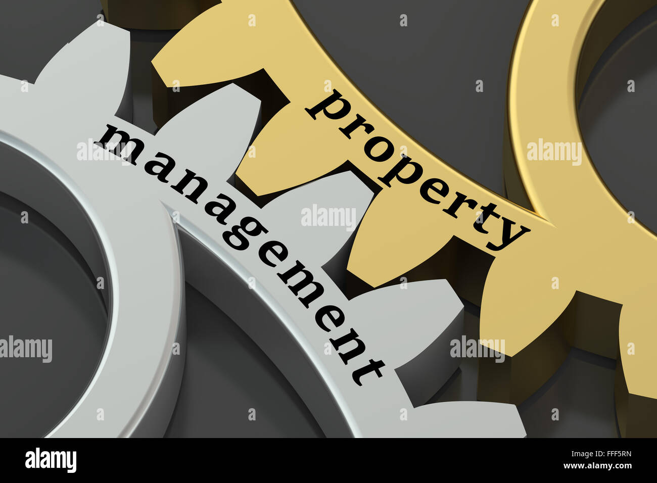 Management und Eigentum-Konzept auf das Zahnrad Stockfoto