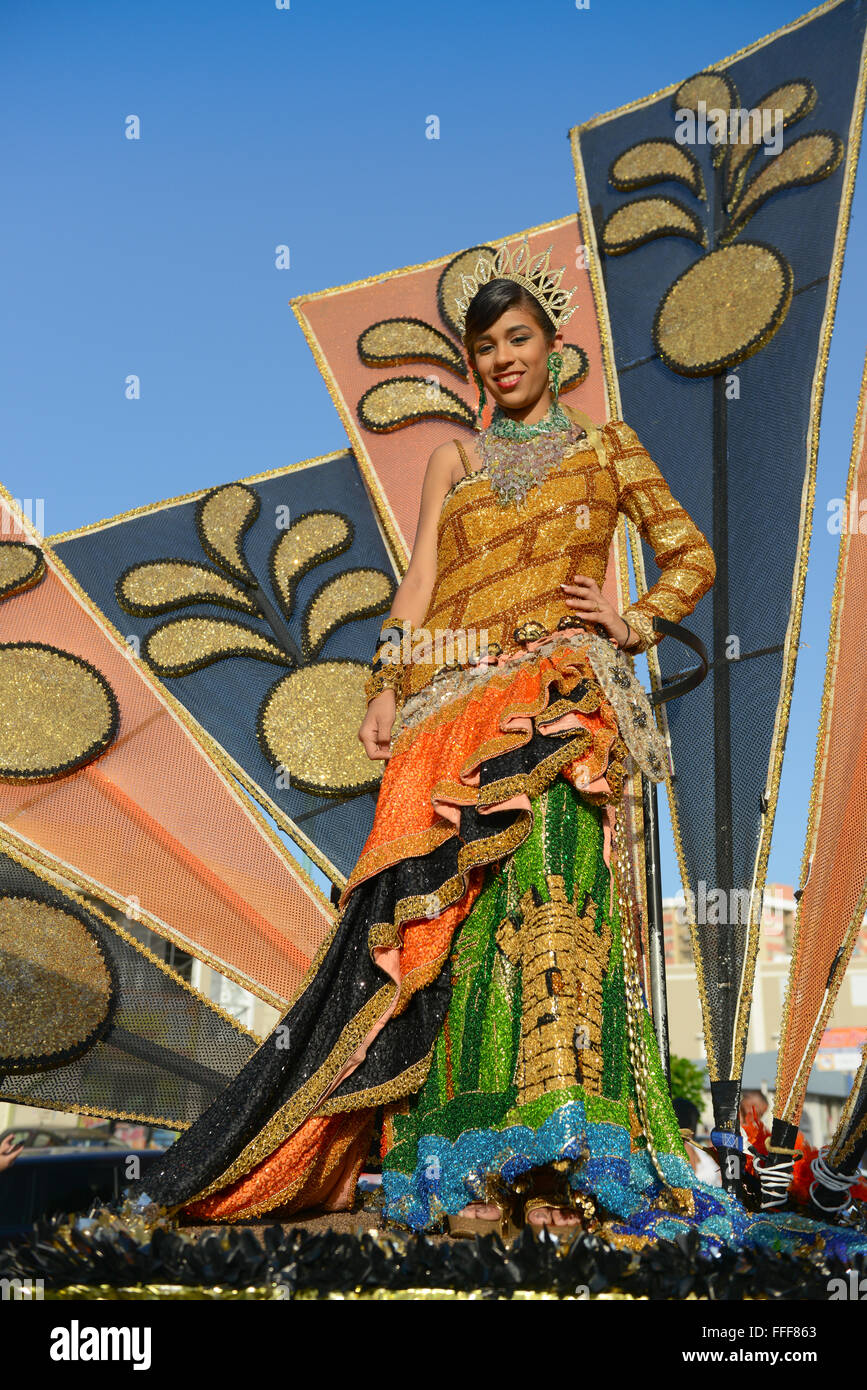 Schönheitskönigin während des Karnevals in Ponce, Puerto Rico. US-Territorium. Februar 2016 Stockfoto