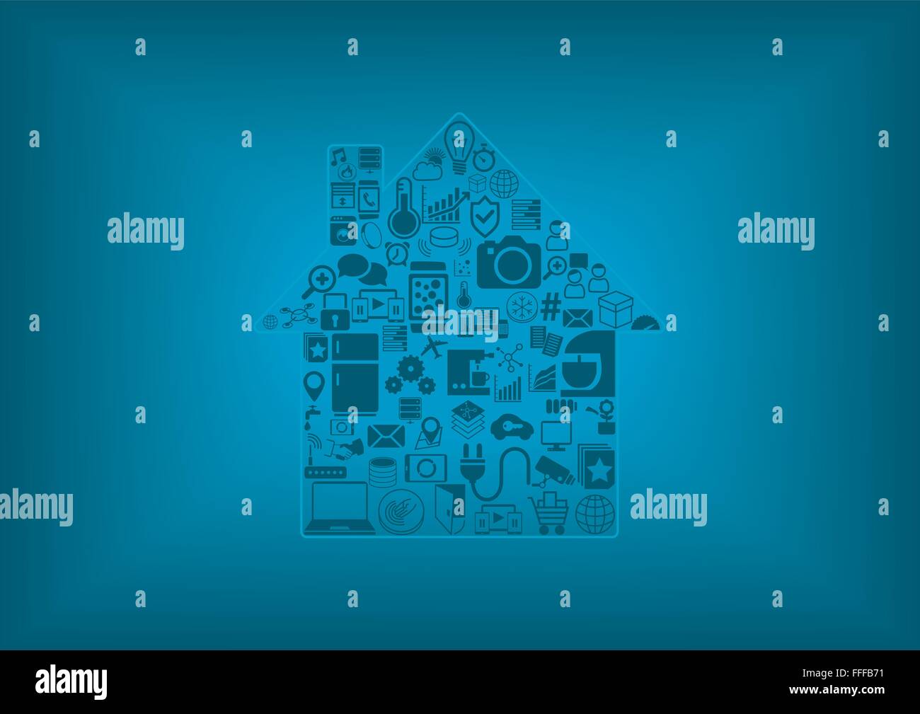 Home-Automation-Vektor-Illustration und angeschlossene Geräte Stock Vektor