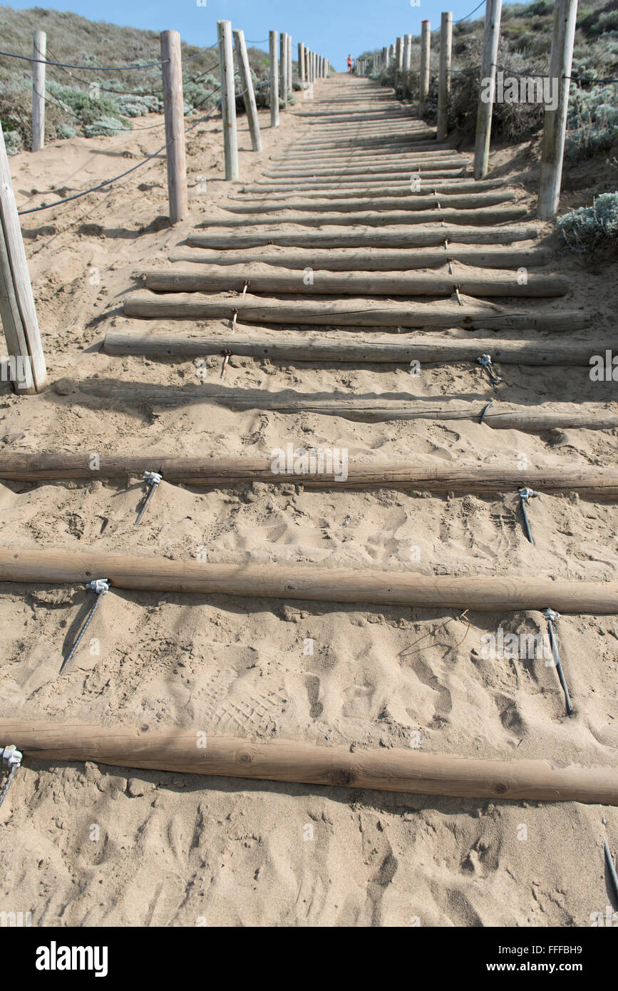 Der Sand Ladder Zugangsweg bis zum nördlichen Ende der Baker Beach in San Francisco, CA, USA Stockfoto