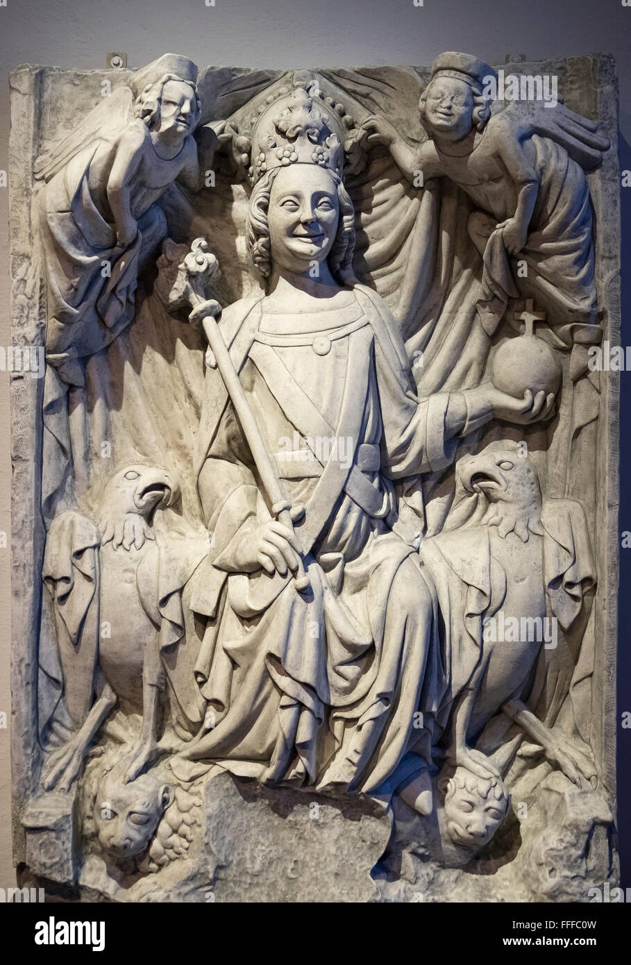 Relief, EmperorLouis IV, heiligen römischen Emperorfrom das Rathaus der Stadt Nürnberg, Kaiserburg, Nürnberg, Mittelfranken, Franken Stockfoto
