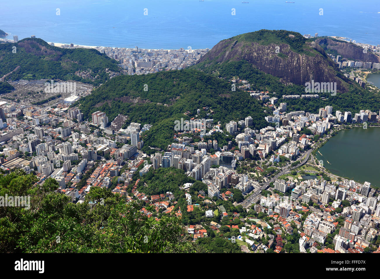 Blick vom Corcovado in Rio De Janeiro, Brasilien Stockfoto