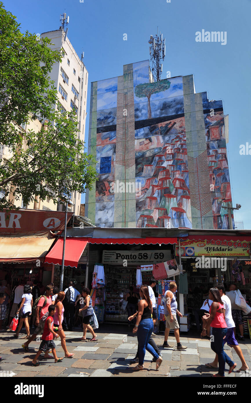 Szene der Straße Rua de Buenos Aires, Stadtteil Centro, Zentrum von Rio De Janeiro, Brasilien Stockfoto