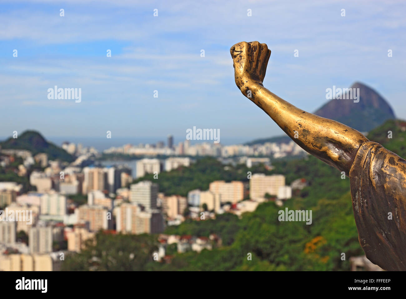 Favela Santa Marta, Rio De Janeiro, Brasilien, Espaco Michael Jackson Statue, Speicherort für das Video der sie kümmern sich nicht um u Stockfoto