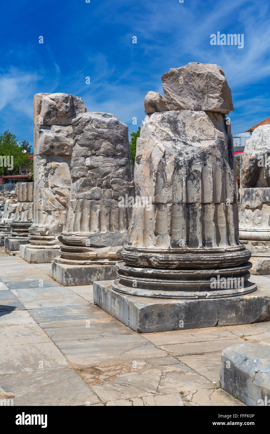 Ruinen der alten Tempel des Apollo, Didyma, Provinz Aydin, Türkei Stockfoto