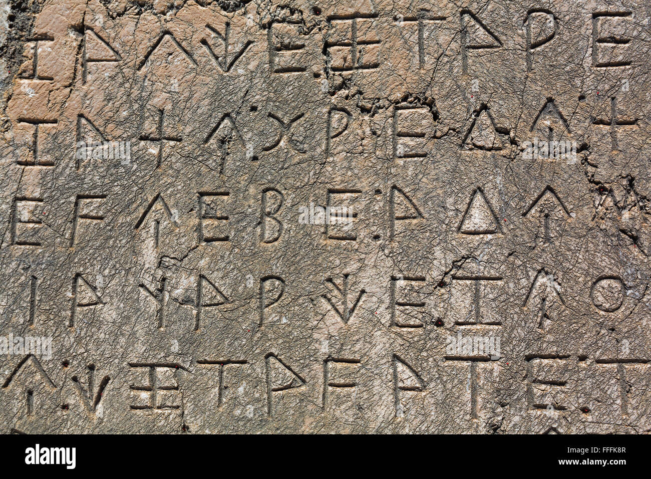 Inschrift im lykischen Sprache, XANTHISCHE Obelisk, Xanthus Stele, Xanthos, Provinz Antalya, Türkei Stockfoto