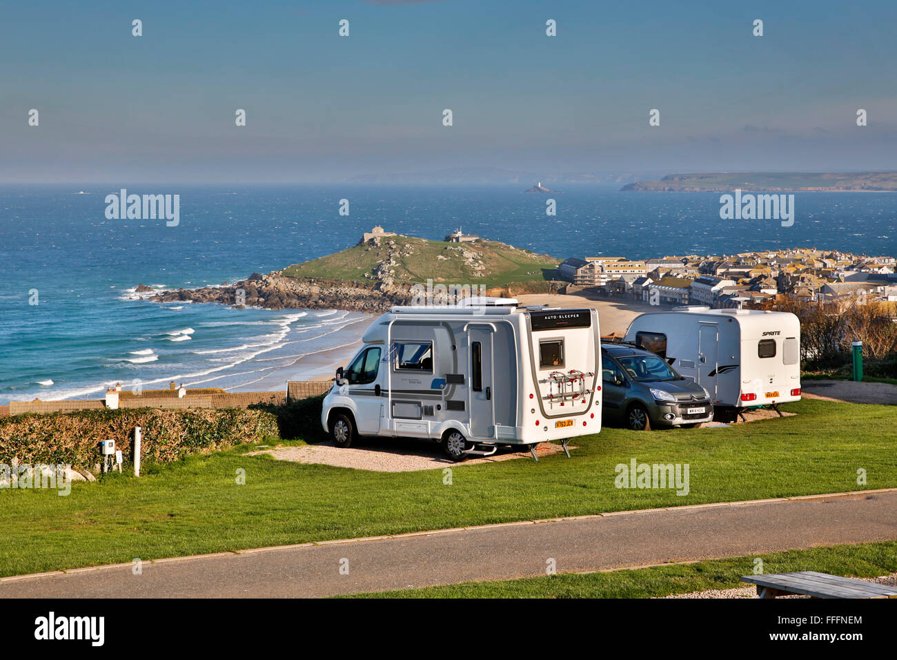 Wohnmobil; Ayr Holiday Park; St Ives; oOrnwall; UK Stockfoto