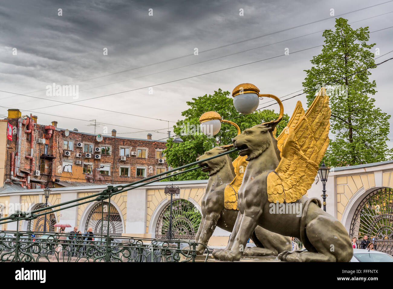 Bank-Brücke, Gribojedow-Kanal Damm, Sankt Petersburg, Russland Stockfoto