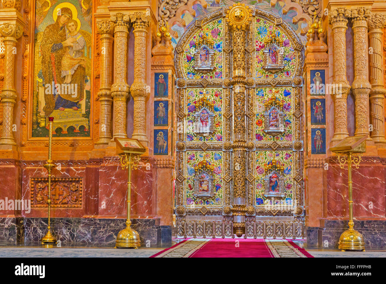 Innenraum der Kirche des Retters auf Blut, Sankt Petersburg, Russland Stockfoto