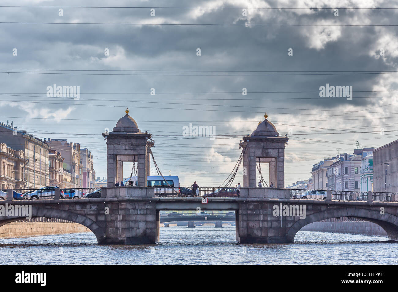 Lomonosov-Brücke, Sankt Petersburg, Russland Stockfoto