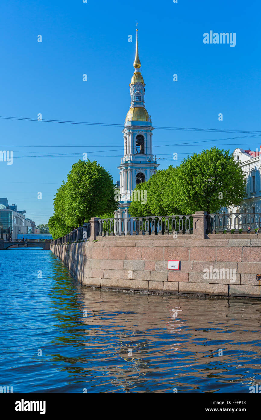 Glockenturm der St.-Nikolaus-Marine-Kathedrale, Sankt Petersburg, Russland Stockfoto