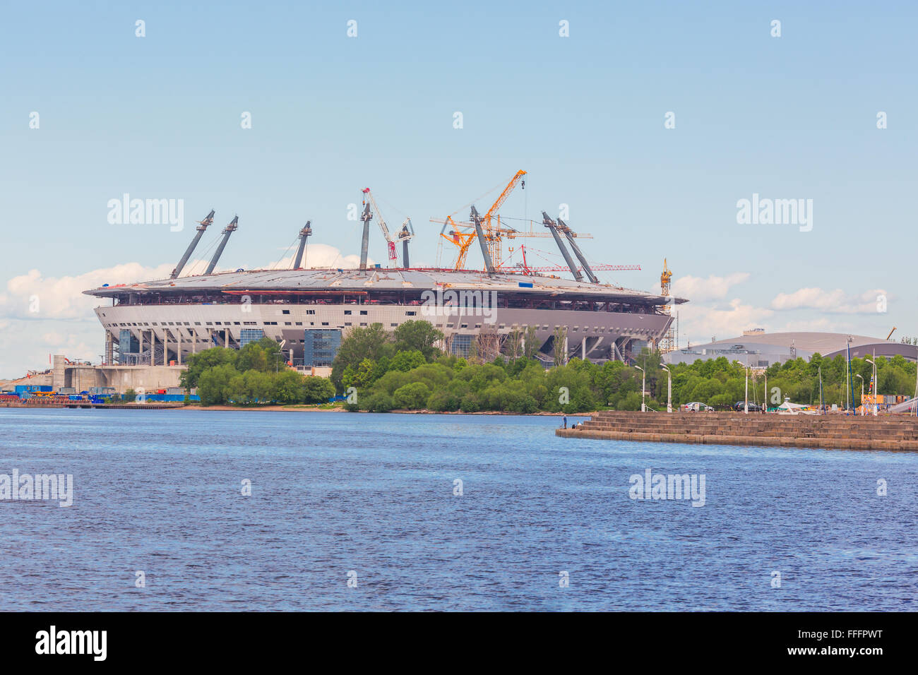Piter Arena Fußball Stadion Bauarbeiten, Sankt Petersburg, Russland Stockfoto