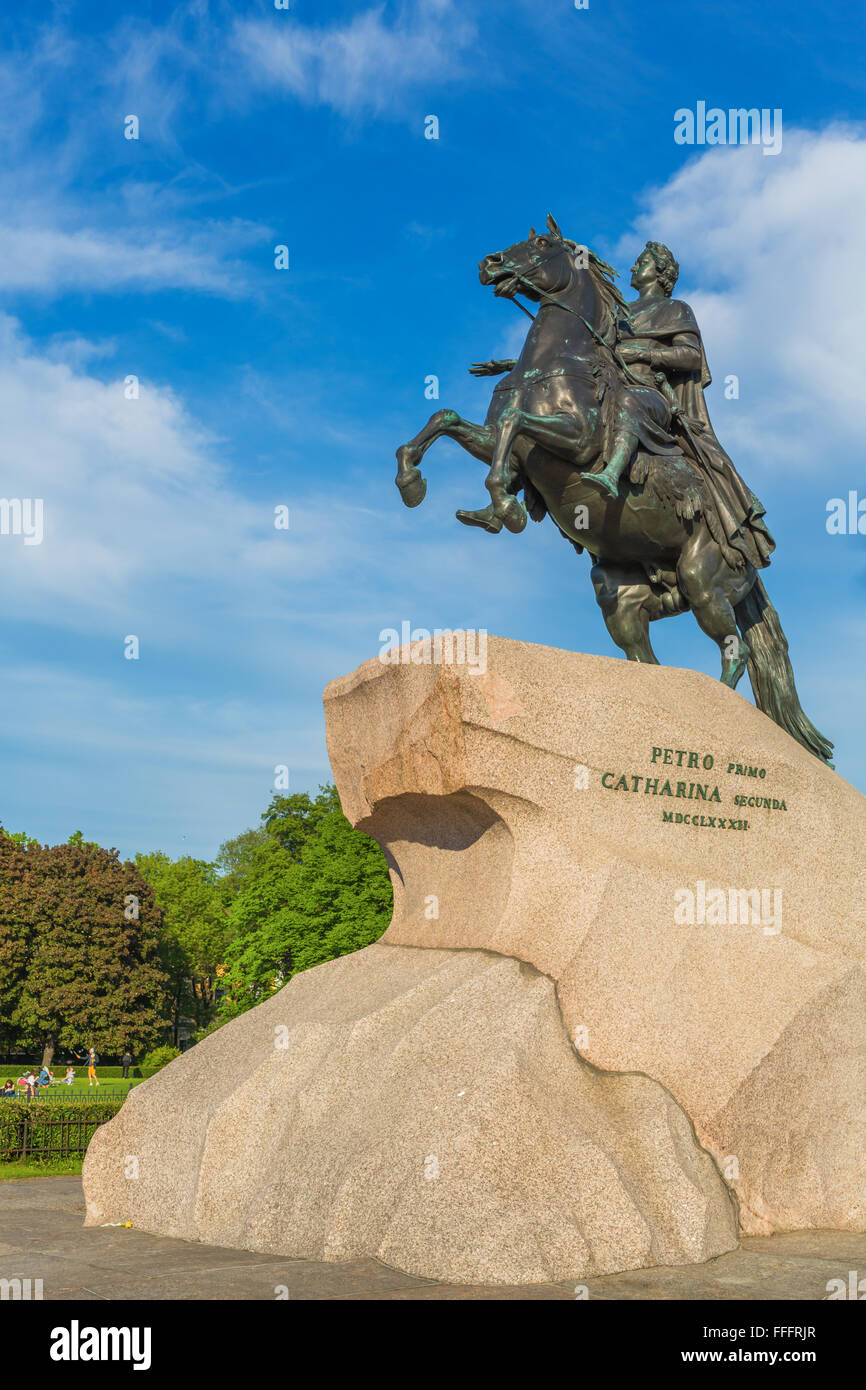 Eherne Reiter, Reiterstandbild Peters des großen, Sankt Petersburg, Russland Stockfoto