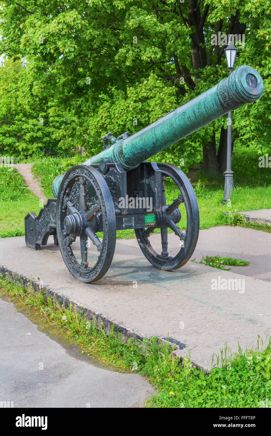 18. Jahrhundert-Kanone, militärische historische Museum der Artillerie, Ingenieure und Signal Corps, Sankt Petersburg, Russland Stockfoto