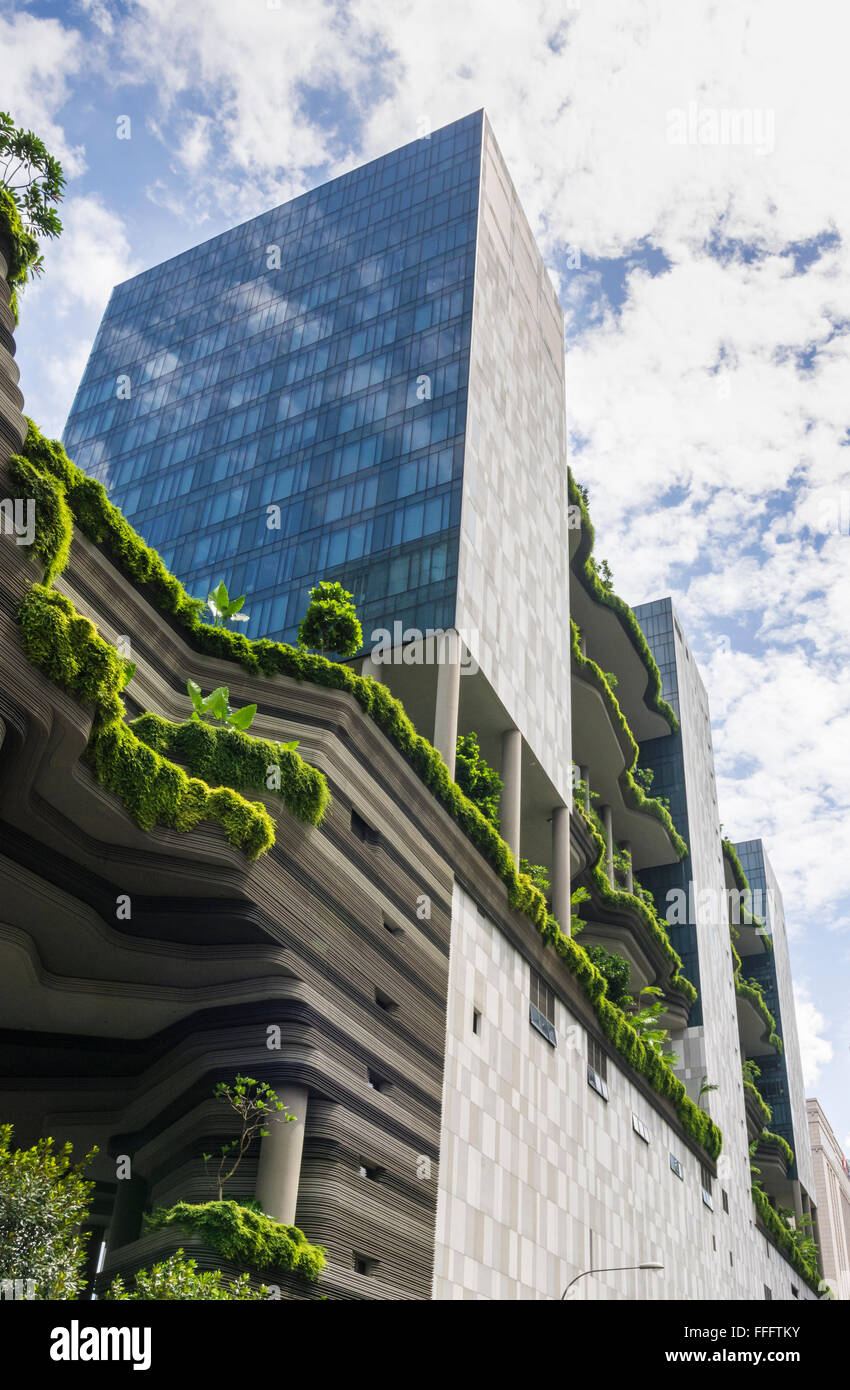 Der Sky Garden bedeckte das PARKROYAL COLLECTION Pickering Hotel am Rande von Chinatown, Upper Pickering St, Singapur Stockfoto