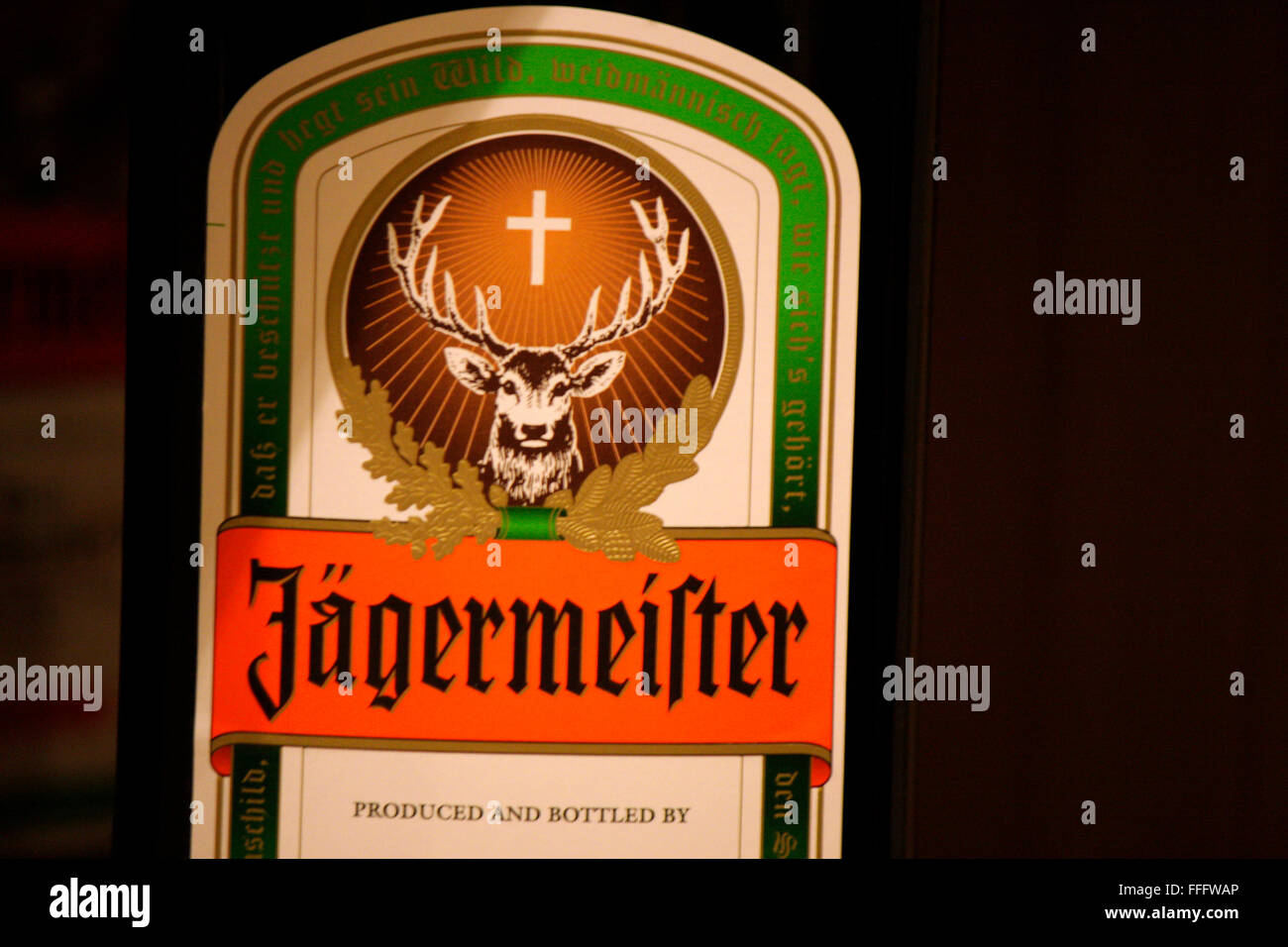 Markenname: "Jägermeister", Dezember 2013, Berlin. Stockfoto