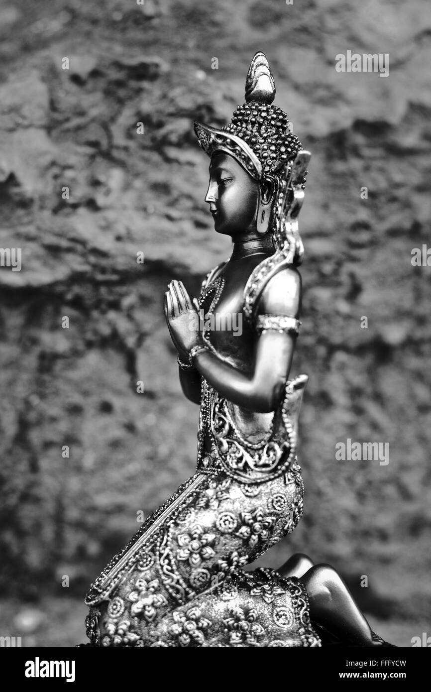 Silber thailändische Buddha Statue Stockfoto