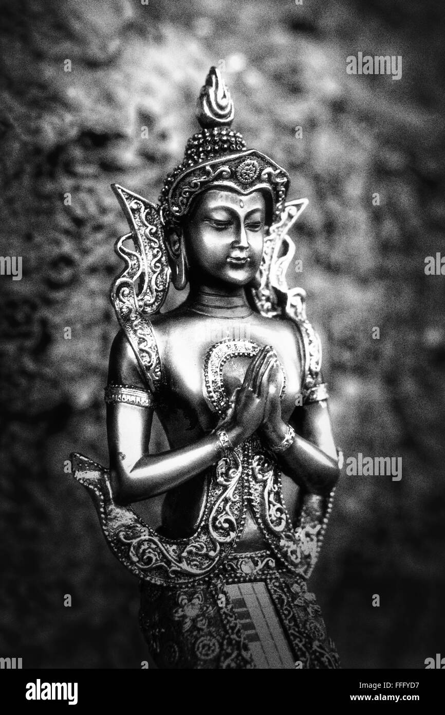 Silber thailändische Buddha Statue Stockfoto