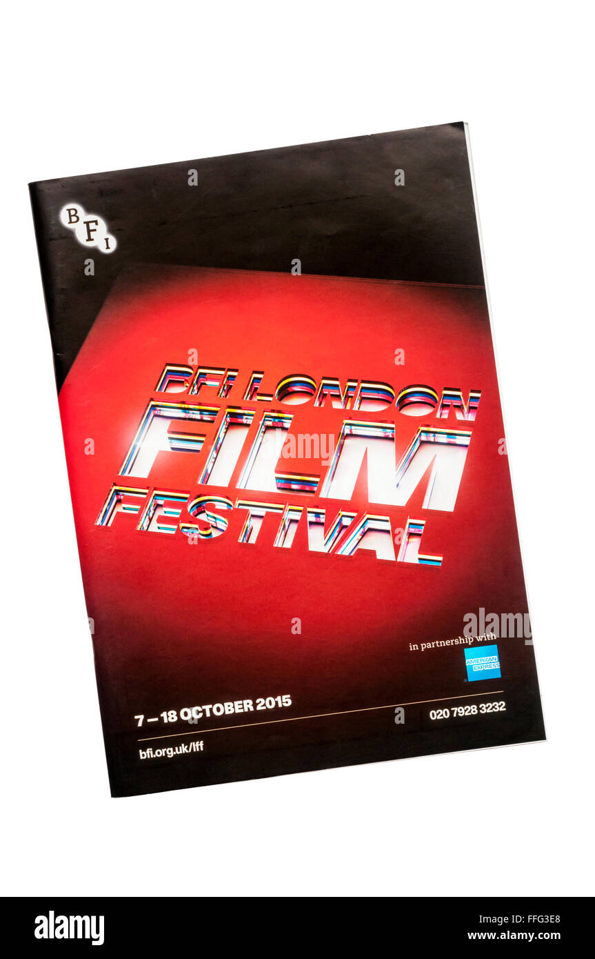 Eine Kopie des offiziellen Programms für das London Film Festival im Jahr 2015. Stockfoto