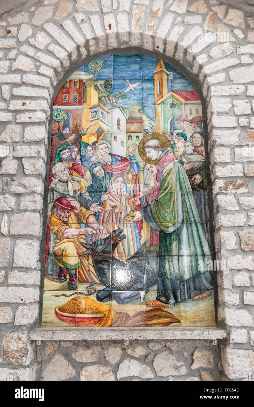 Greccio, Rieti. Heiligtum von Greccio. Stockfoto