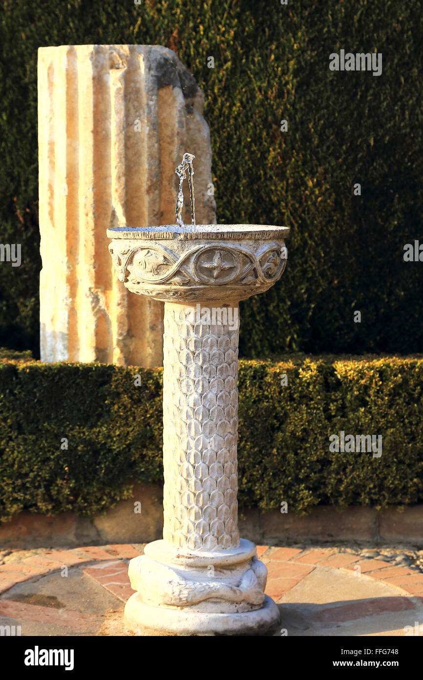 Spalte im Alcazar de Los Reyes Cristianos, Cordoba, Spanien Stockfoto