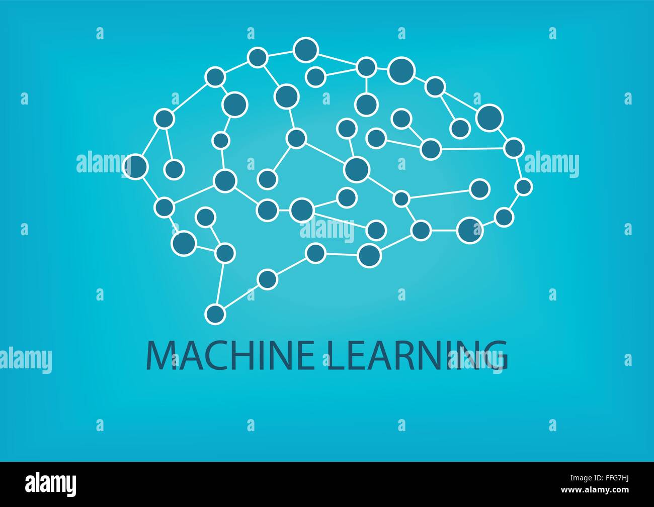 Machine-Learning-Konzepts. Vektor-Illustration des neuronalen Netzes. Stock Vektor