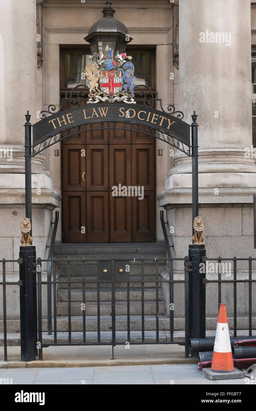 Der Eingang zu der Law Society Hauptsitz regierenden Solicitor und Barrister in England und Wales, London. Stockfoto