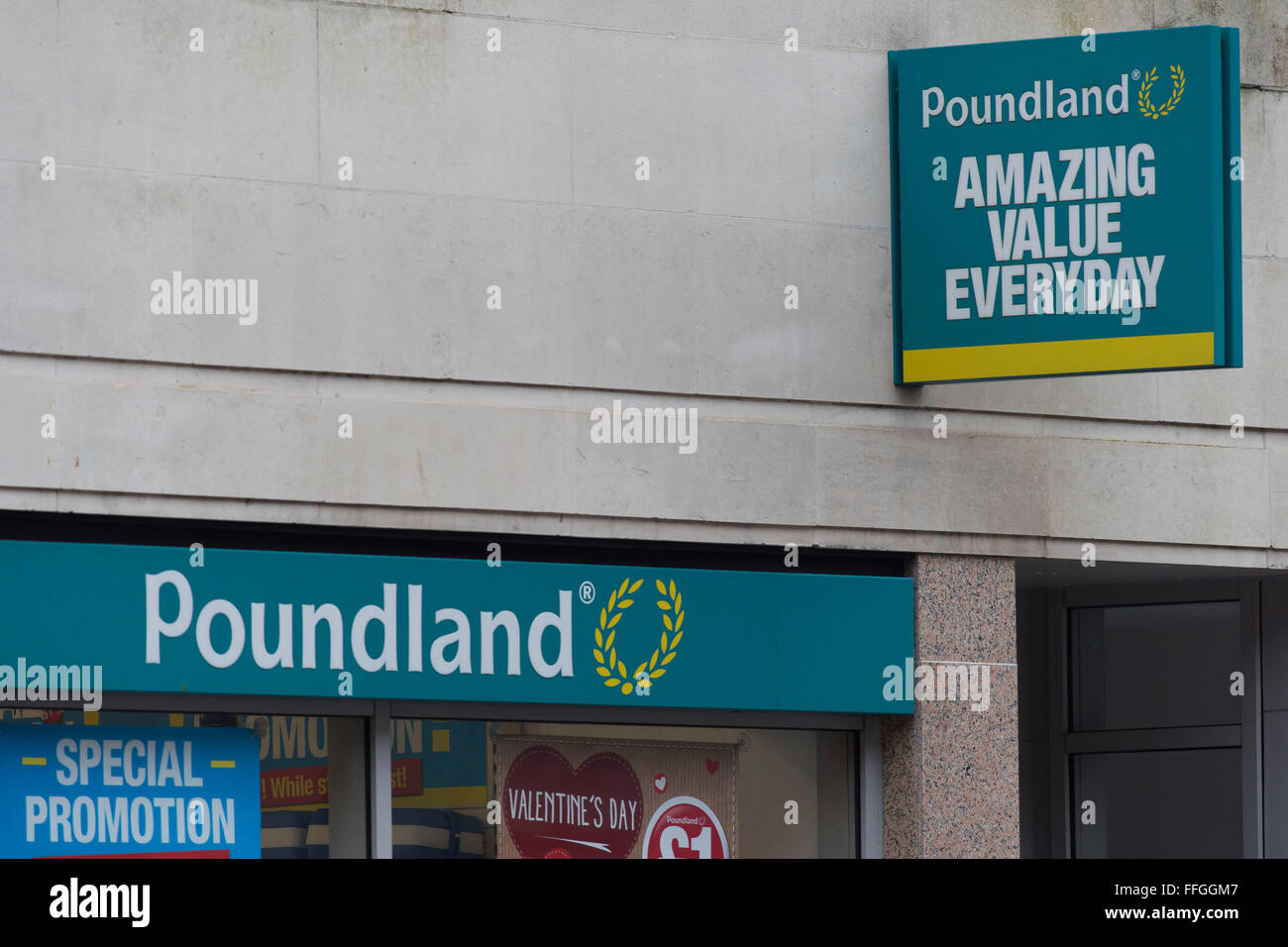Poundland Shop-Zeichen-Logo. Stockfoto