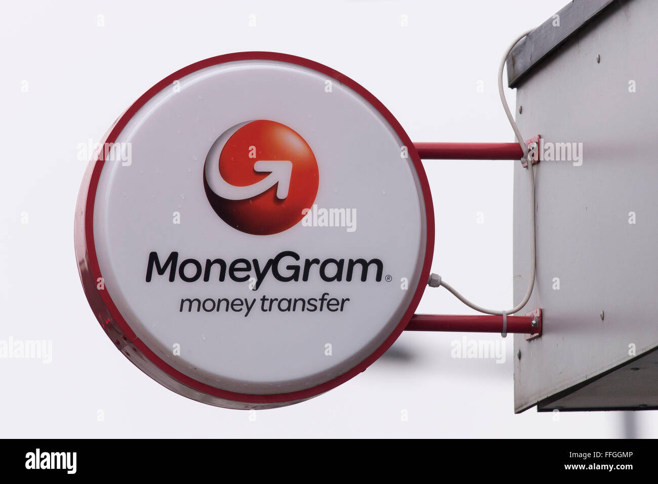 MoneyGram Geld Transfer Zeichen Logo Marke. Stockfoto