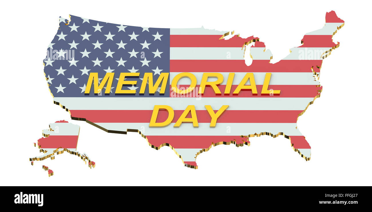 Memorial Day Konzept isoliert auf weißem Hintergrund Stockfoto