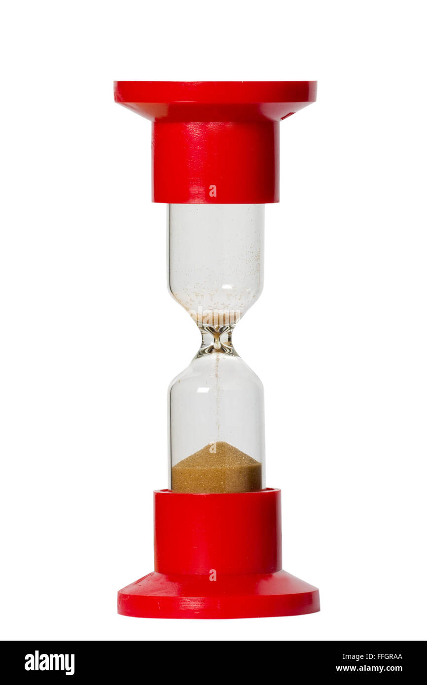 Sanduhr isoliert auf weiss mit Beschneidungspfad Stockfoto