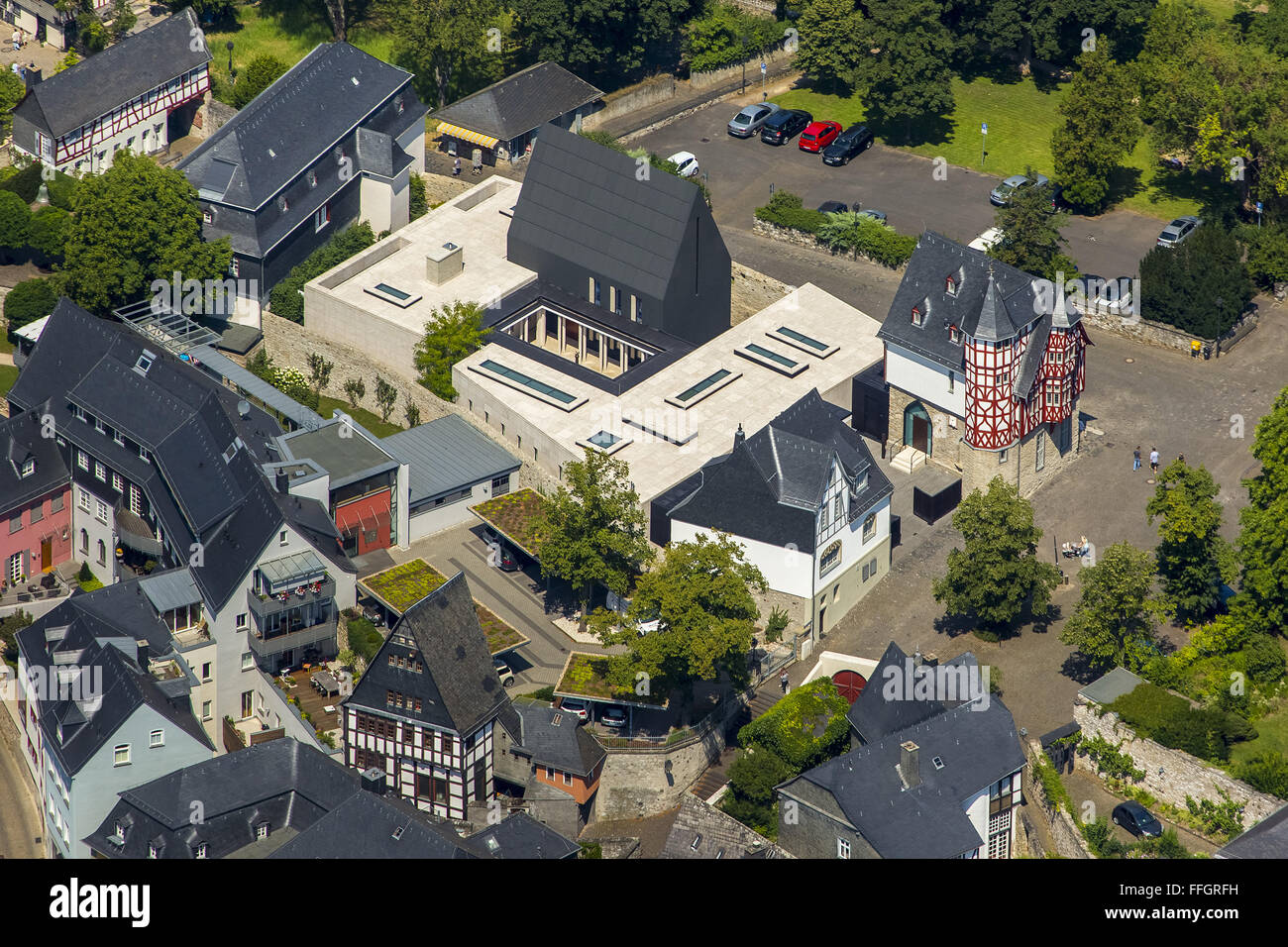 Luftaufnahme, gesehen, das prächtige Gebäude und der Garten der Garten des ehemaligen Limburger Bischof Franz-Peter Tebartz-van Elst Stockfoto
