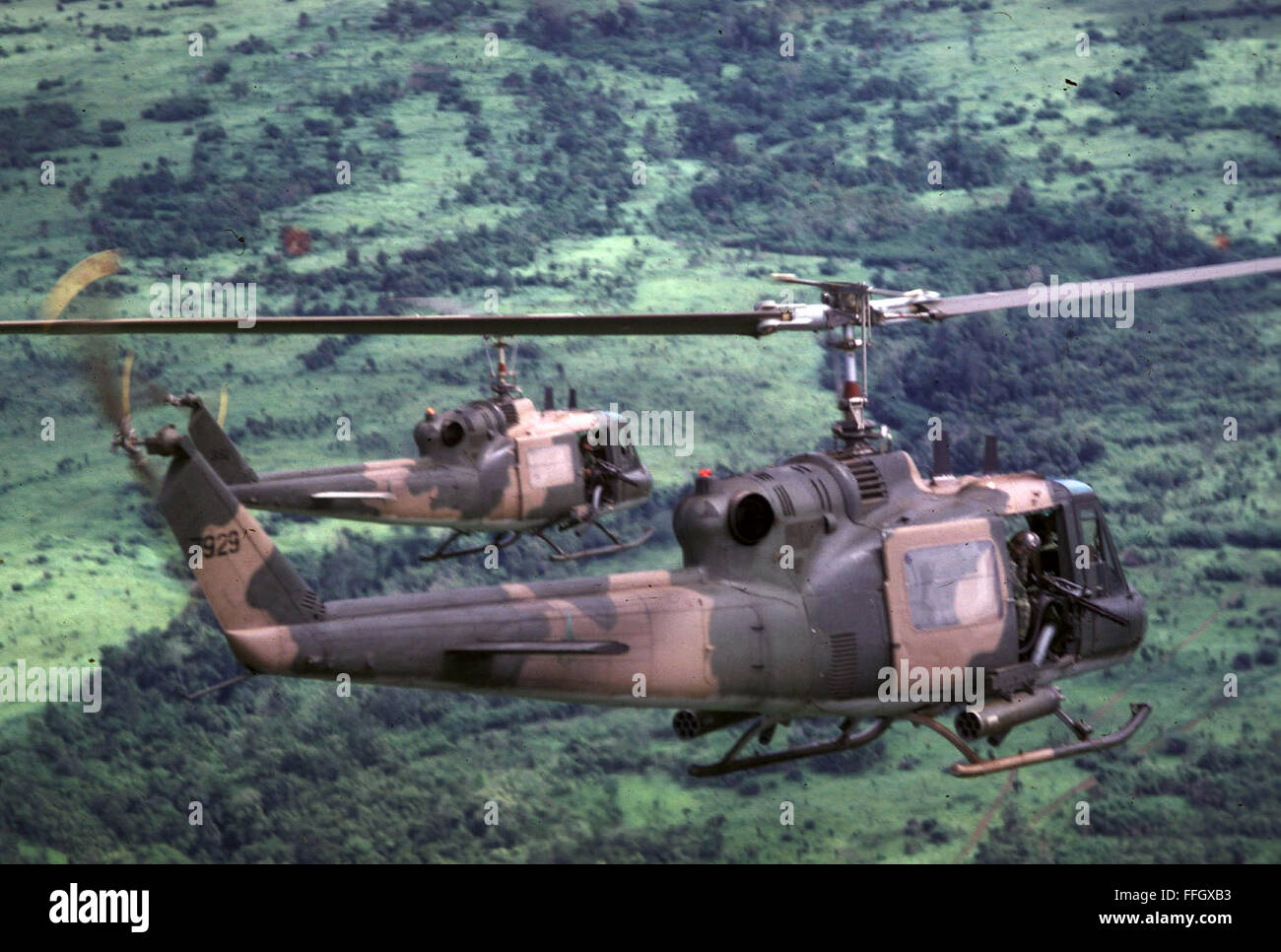 Während des Vietnamkrieges entsandten Hubschrauber der US Air Force spezielle Einsatzteams nach Kambodscha, um Operationen entlang des Sihanouk Trail zu unterstützen, einer wichtigen Versorgungsroute für kommunistische Kräfte, die Kambodscha mit Südvietnam verband. Dieser Weg war bis 1969 weitgehend ungestört. Stockfoto