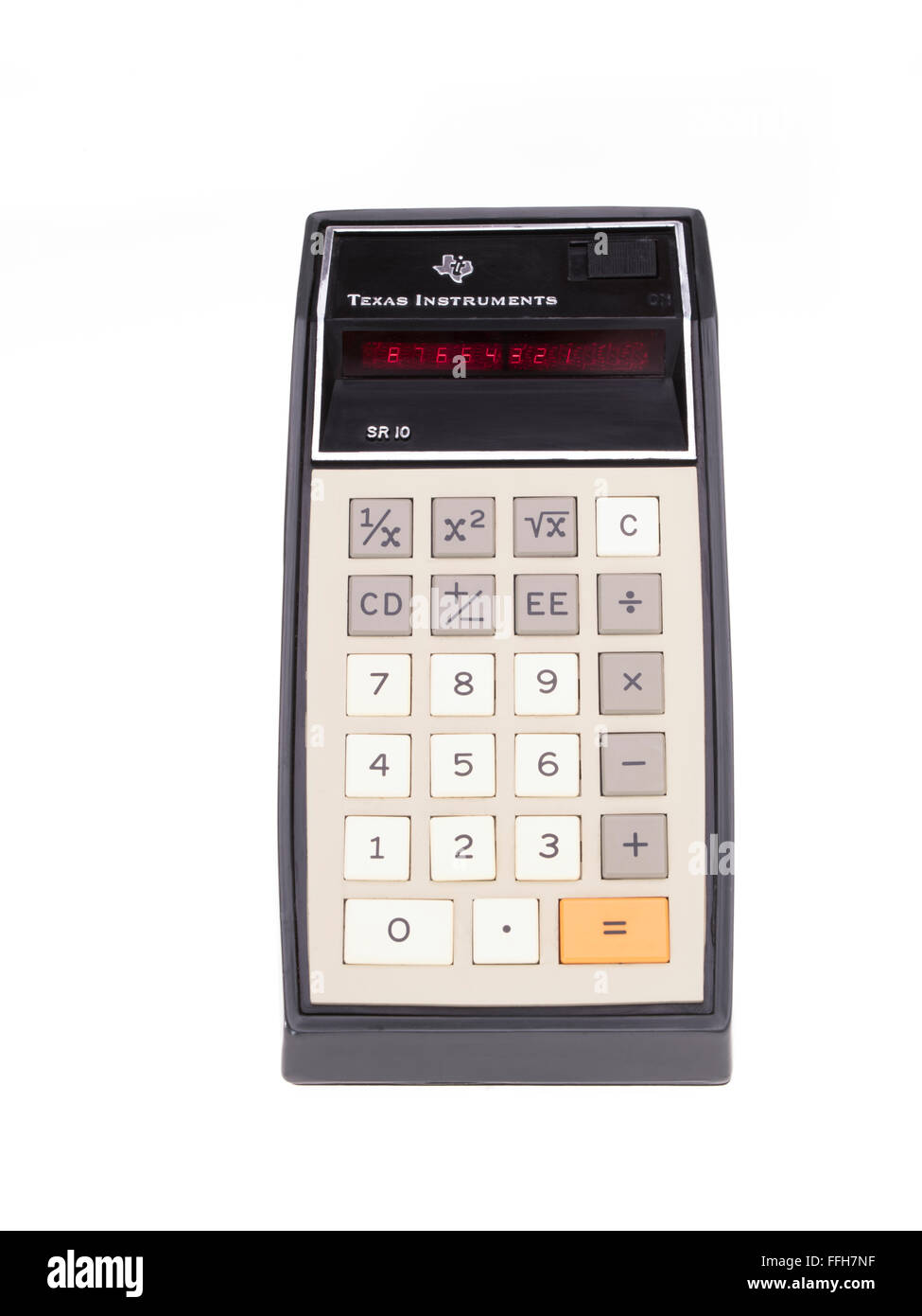 1974 Texas Instruments SR-10 elektronischer Regel Einstellskala Stockfoto