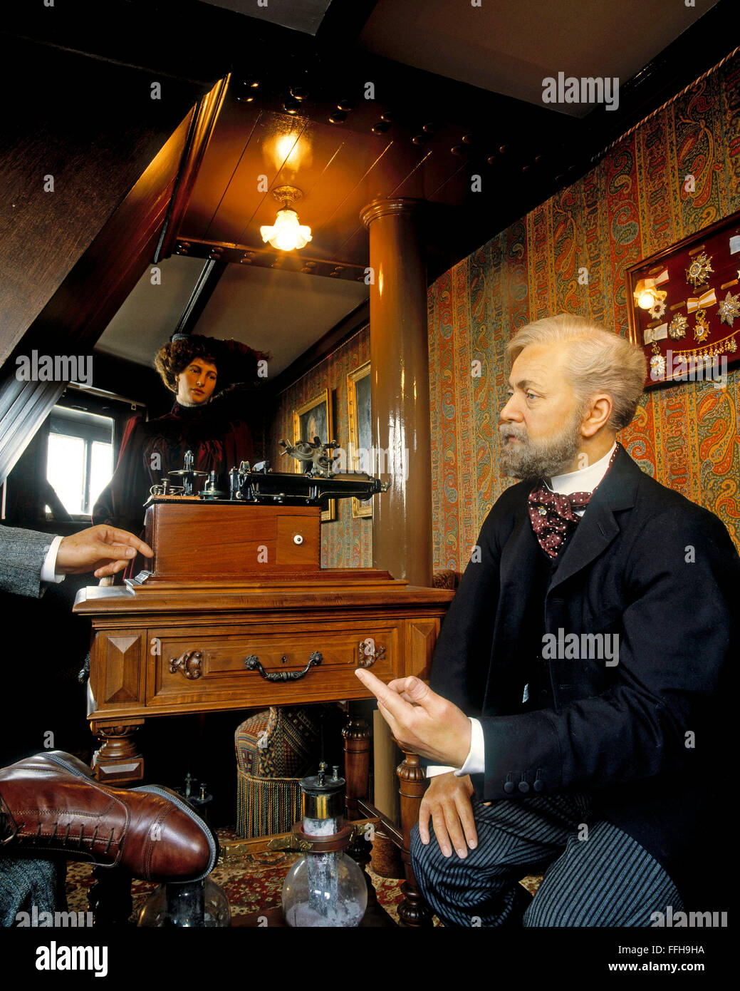 Gustave Eiffel Wachsfigur in seinem historischen Büro im 3. Stock des Eiffelturms - Paris - Frankreich Stockfoto