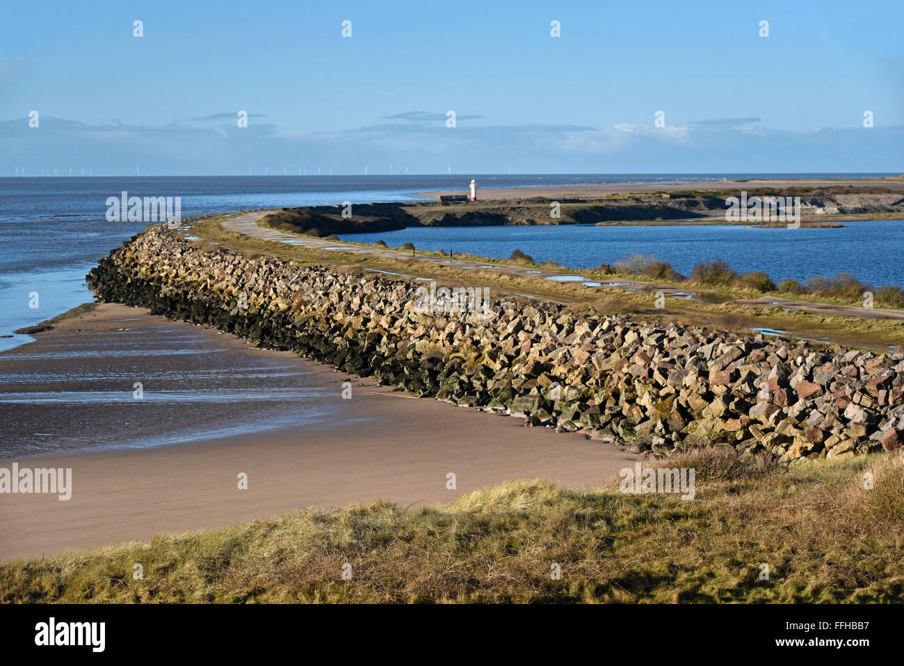 Die äußere Barriere. Hodbarrow, Millom, Cumbria, England, Vereinigtes Königreich, Europa. Stockfoto