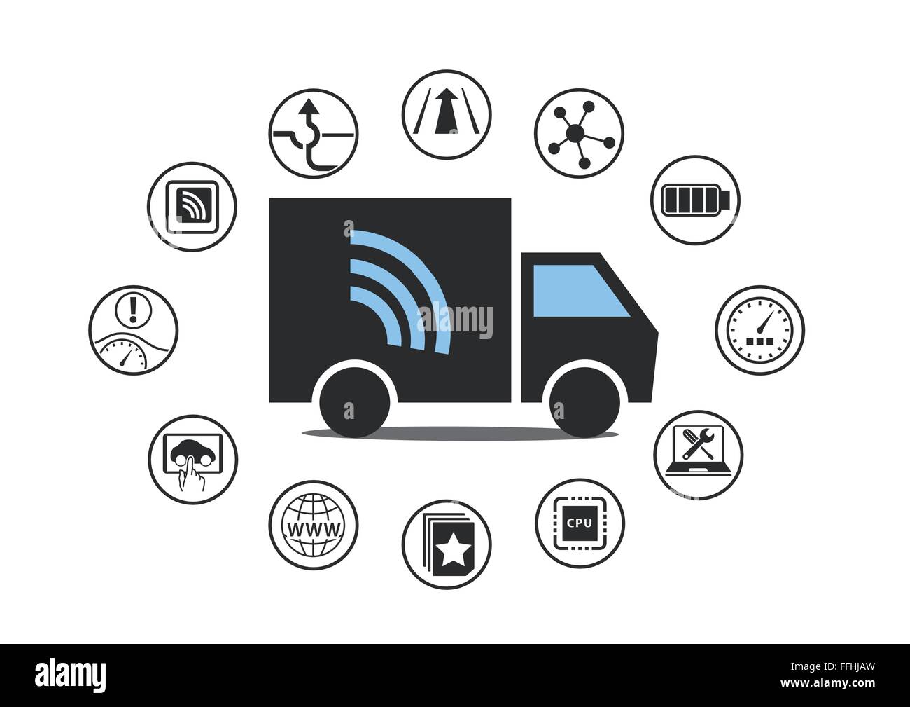 Auto-Technologie für Logistik und LKW verbunden. Vektor-Illustration. Stock Vektor