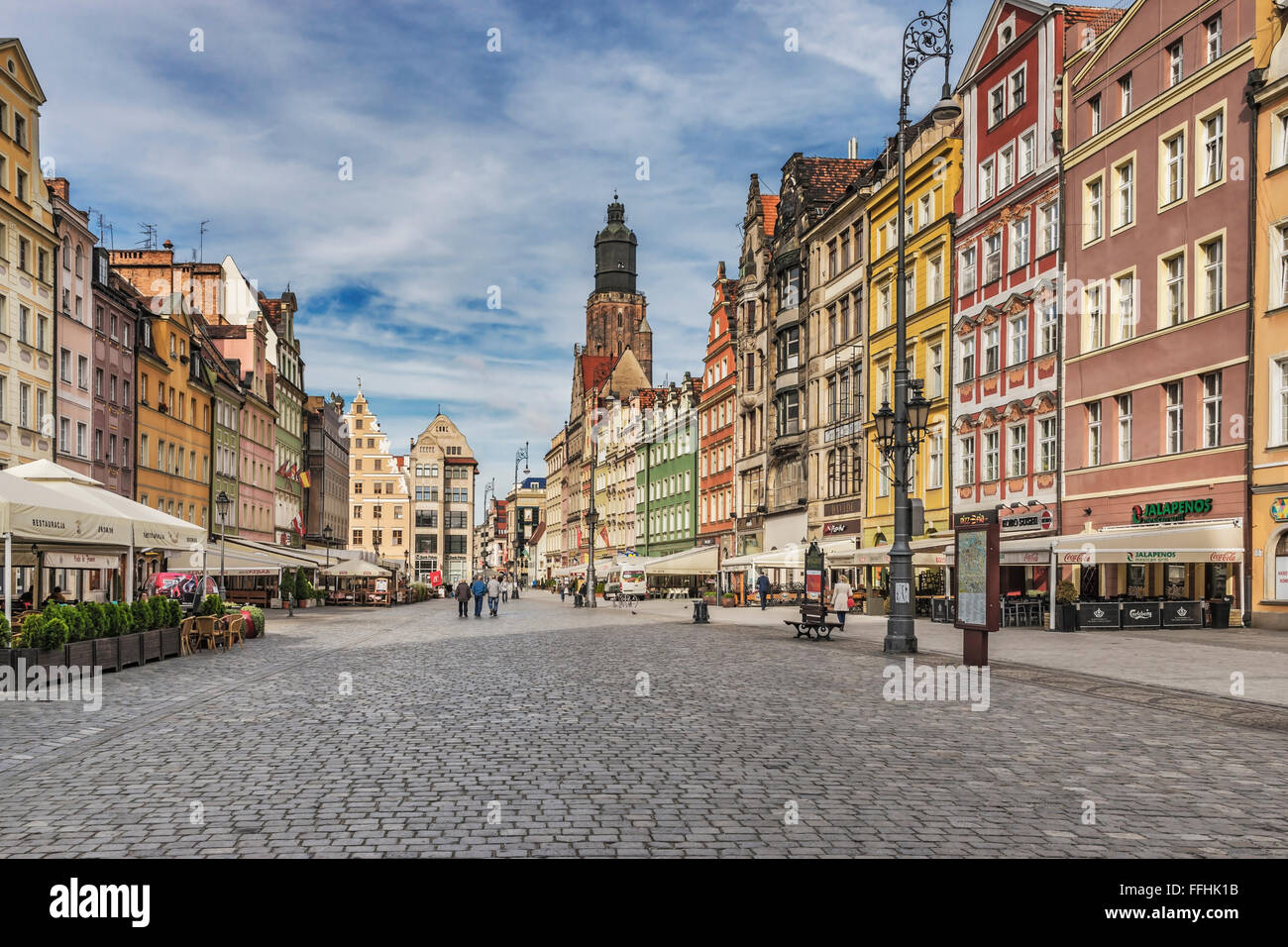 Marktplatz Rynek und St. Elizabeth Church, Wroclaw, niedriger Woiwodschaft Schlesien, Polen, Europa Stockfoto