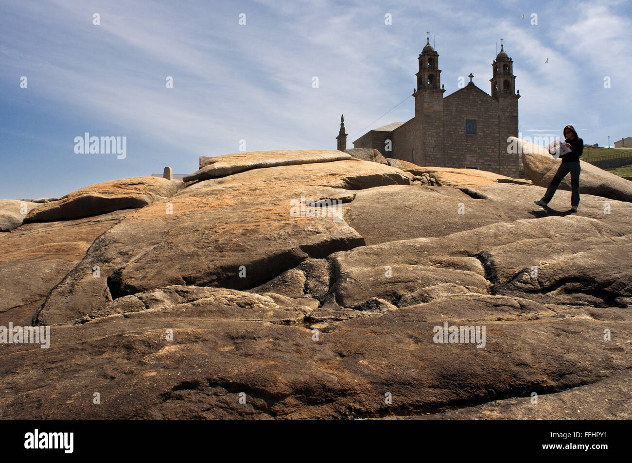 Jakobsweg, Jacobean Route. Muxia, A Coruña. Ein Nosa Señora da Barca-Heiligtum. St. James, St. James Weg, St. Jame Stockfoto