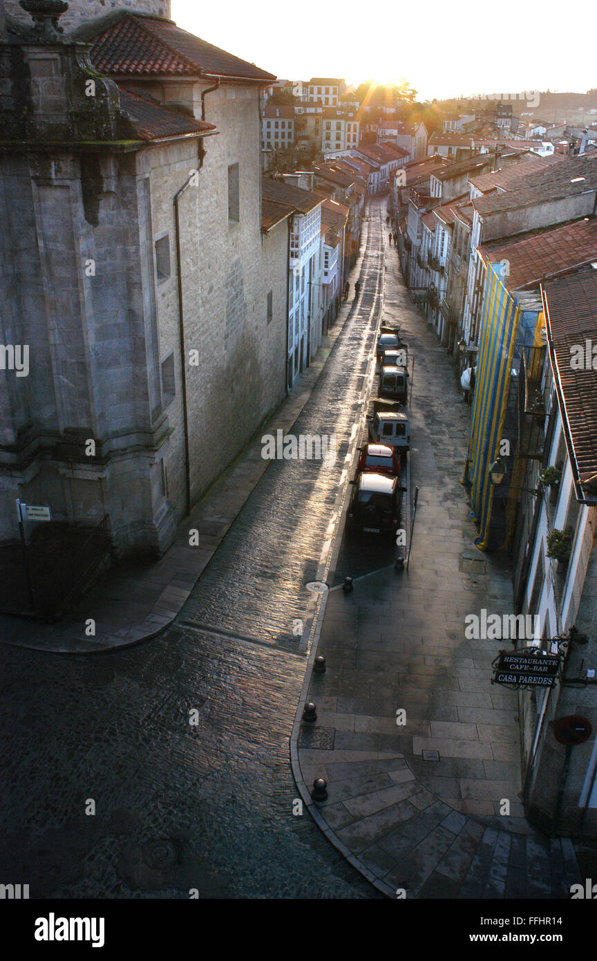 Jakobsweg, Jacobean Route. San Fructuoso Straße. Altstadt. Santiago De Compostela. St. James Weg, St. James, St. Stockfoto