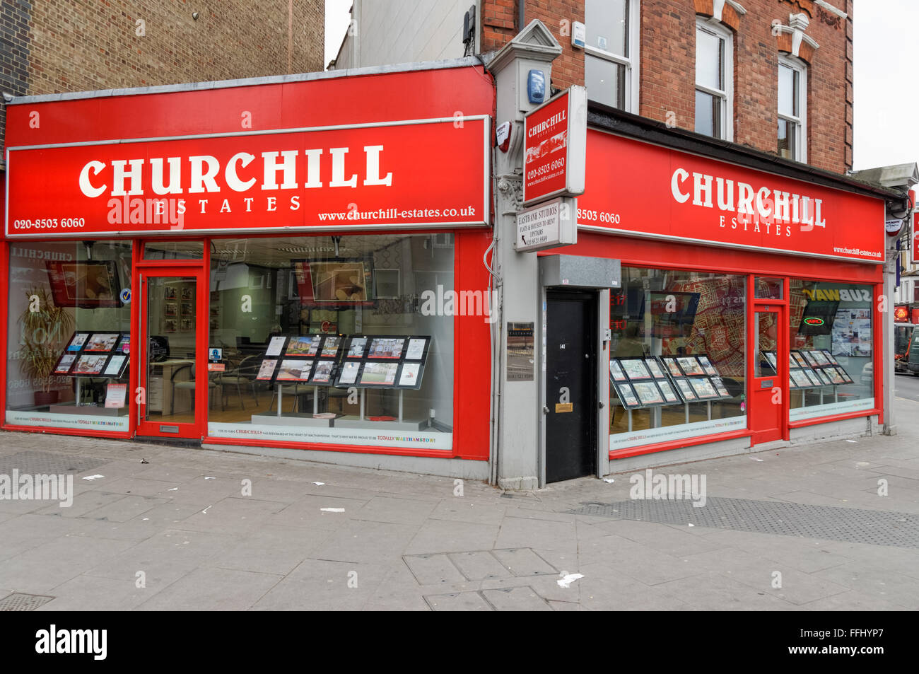 Churchill Immobilien Büro in Walthamstow, London England Vereinigtes Königreich UK Stockfoto