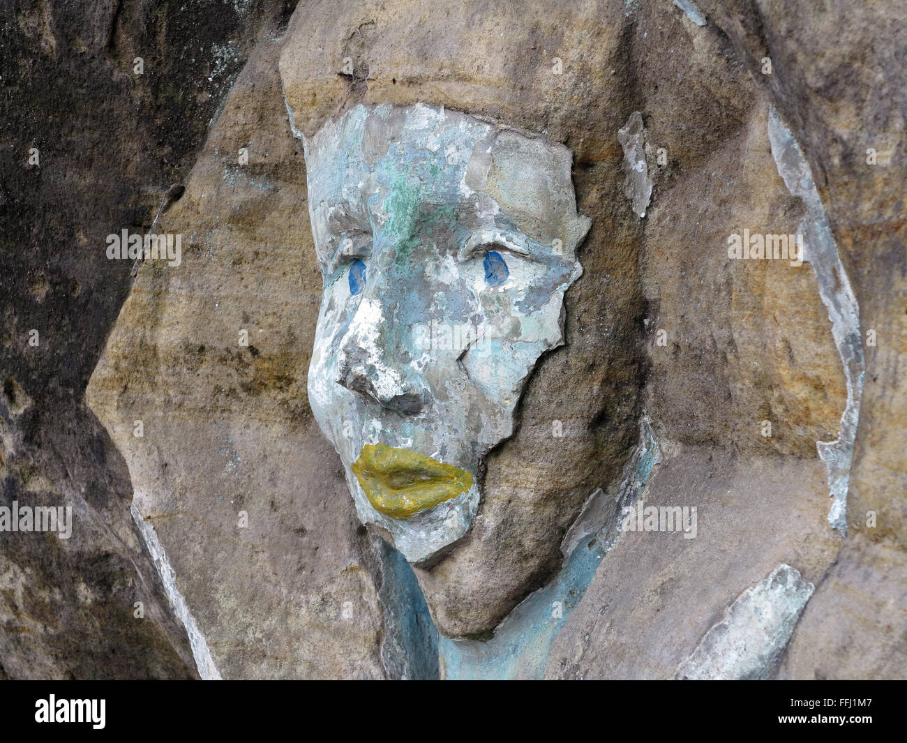 Stein Relief - Gesicht der Sphinx Stockfoto