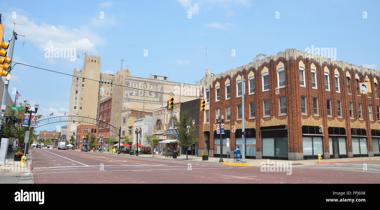 FLINT, MI - 22 AUGUST: Flint, MI Innenstadt am 22. August 2015 erscheint hier. Stockfoto