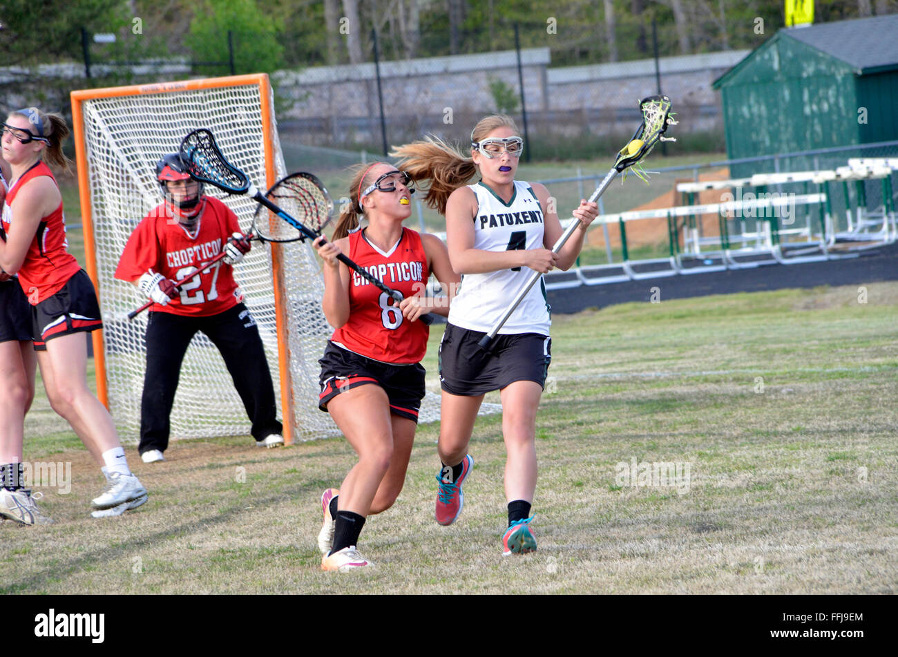 High-School-Lacrosse-Spiel Stockfoto