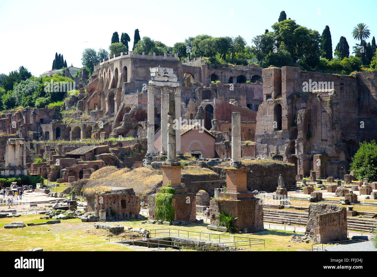 Die Ruinen des Forum Romanum in Rom Italien Stockfoto
